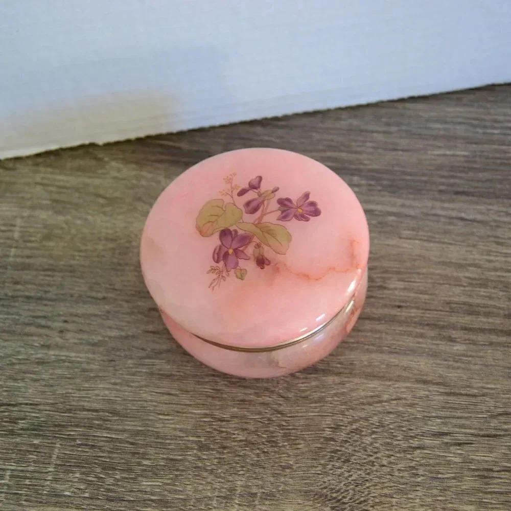 Vtg Alabaster Trinket Box